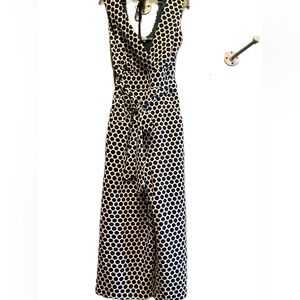 Anthropologie Black and White Polka Dot Jumpsuit